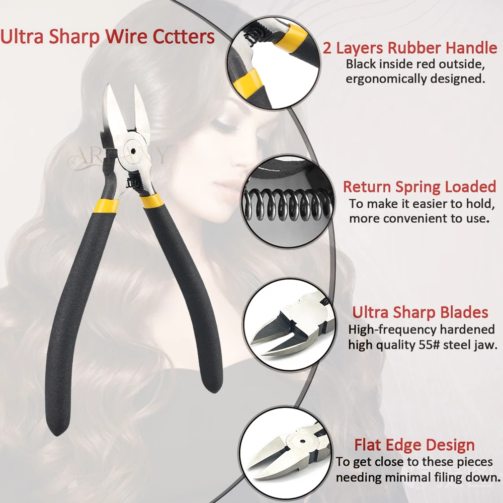 Hair Extension Pliers Keratin Bonding Cutter Pliers with Straight Stainless Steel Hand Pruner Pruning Shear Blades