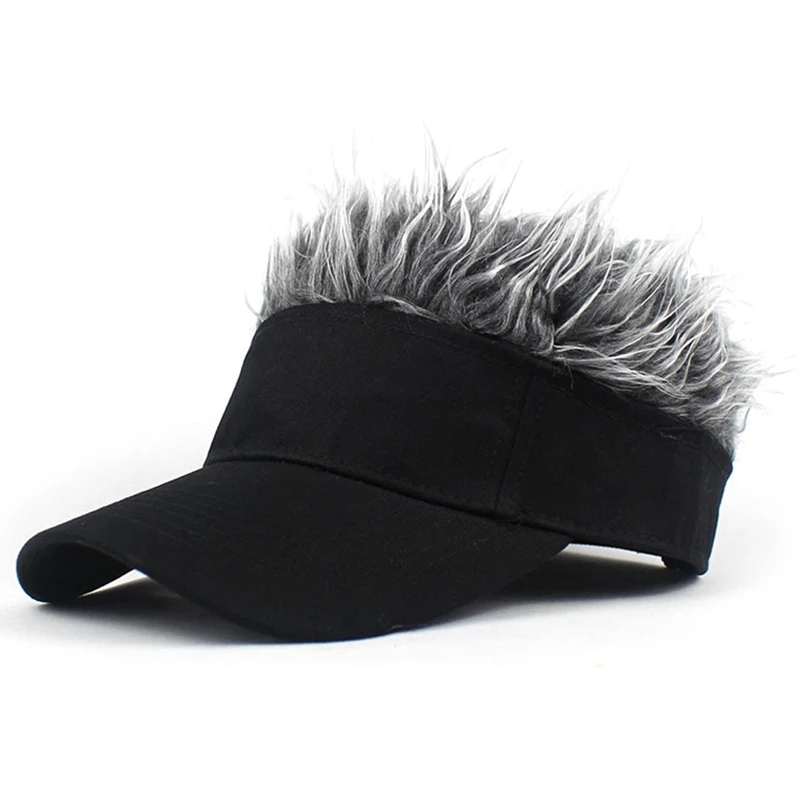 Men Synthetic Short Hair Baseball Cap Spiked Hair Wig Hat Fake Hair Adjustable Sunshade Visor Fancy Performance Hip-Hop Headwear
