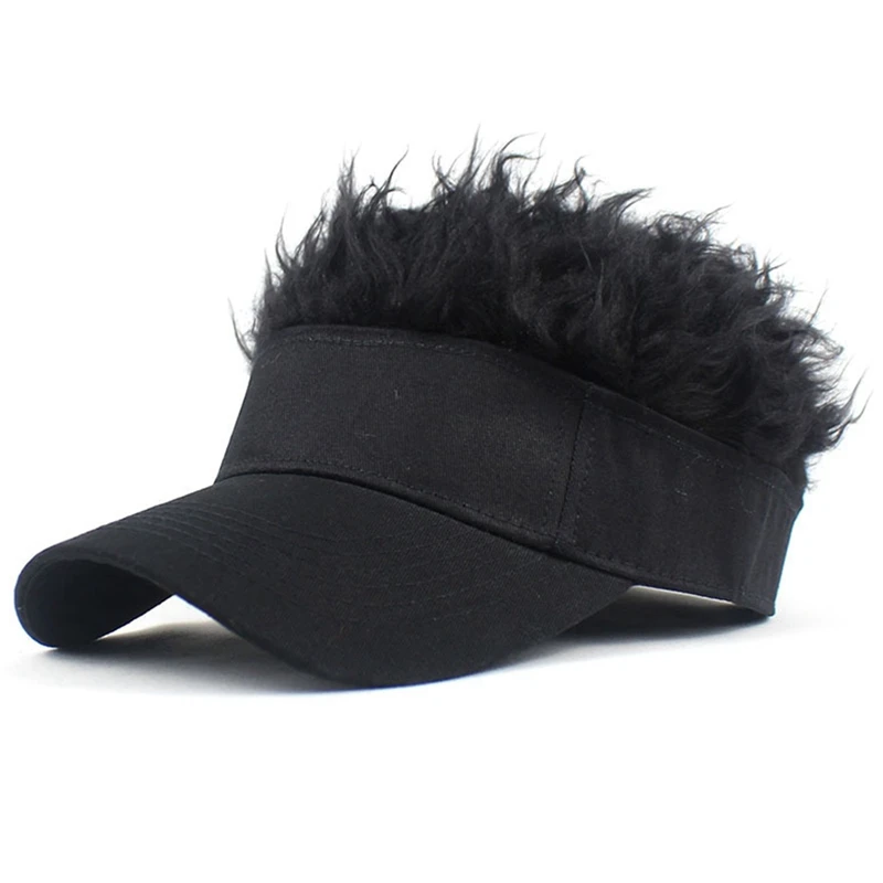 Men Synthetic Short Hair Baseball Cap Spiked Hair Wig Hat Fake Hair Adjustable Sunshade Visor Fancy Performance Hip-Hop Headwear