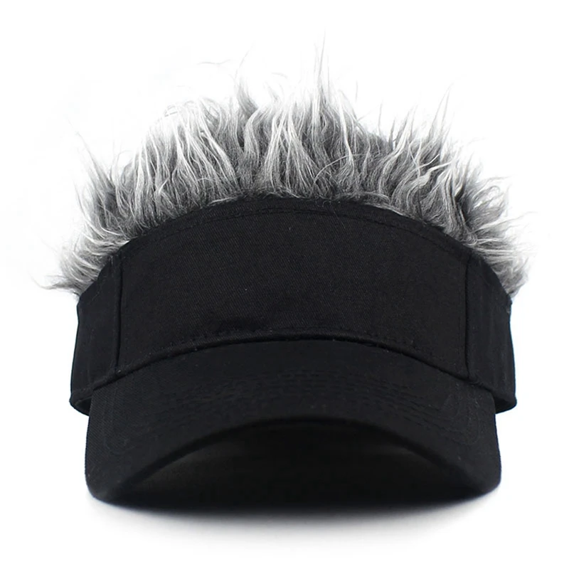 Men Synthetic Short Hair Baseball Cap Spiked Hair Wig Hat Fake Hair Adjustable Sunshade Visor Fancy Performance Hip-Hop Headwear