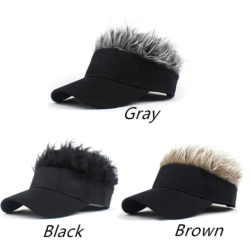 Men Synthetic Short Hair Baseball Cap Spiked Hair Wig Hat Fake Hair Adjustable Sunshade Visor Fancy Performance Hip-Hop Headwear