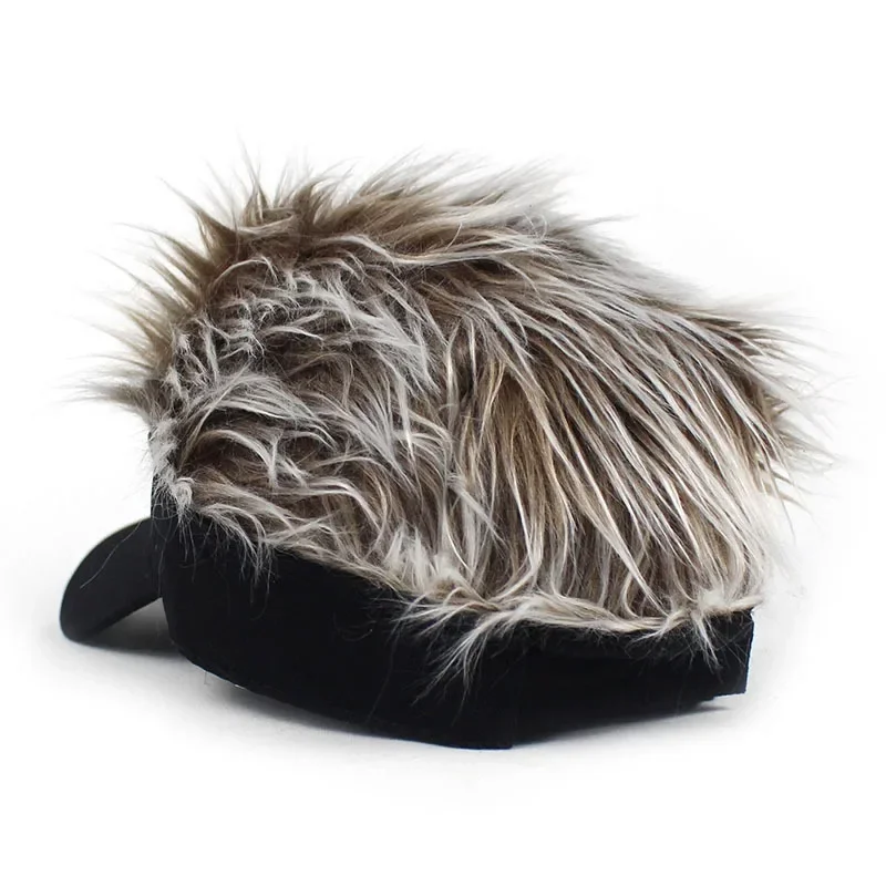 Men Synthetic Short Hair Baseball Cap Spiked Hair Wig Hat Fake Hair Adjustable Sunshade Visor Fancy Performance Hip-Hop Headwear