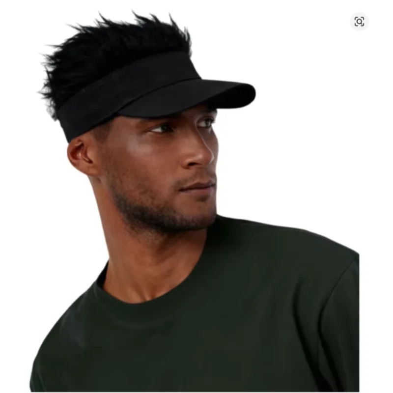 Men Synthetic Short Hair Baseball Cap Spiked Hair Wig Hat Fake Hair Adjustable Sunshade Visor Fancy Performance Hip-Hop Headwear