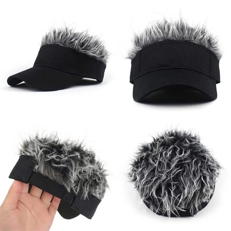 Men Synthetic Short Hair Baseball Cap Spiked Hair Wig Hat Fake Hair Adjustable Sunshade Visor Fancy Performance Hip-Hop Headwear