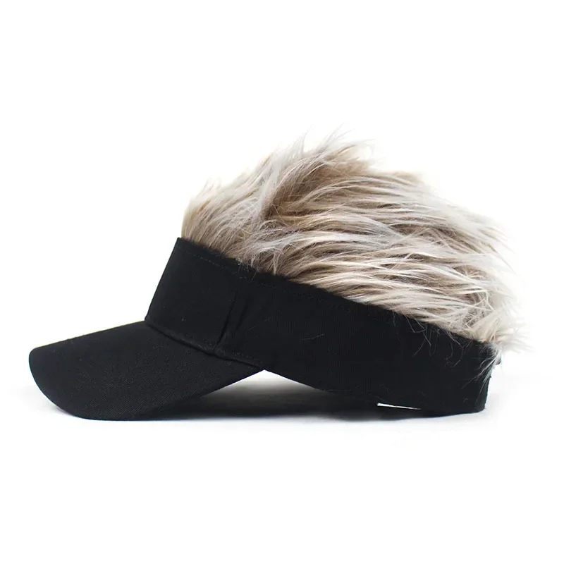 Men Synthetic Short Hair Baseball Cap Spiked Hair Wig Hat Fake Hair Adjustable Sunshade Visor Fancy Performance Hip-Hop Headwear