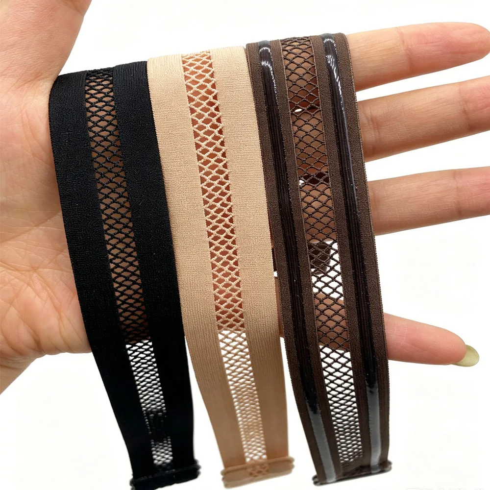 Silicone Anti Slip Mesh Elastic Band Wig Making Supplies Adjustable Wig Cap With SiliconeWig Band for Machine Wigs Hair Net