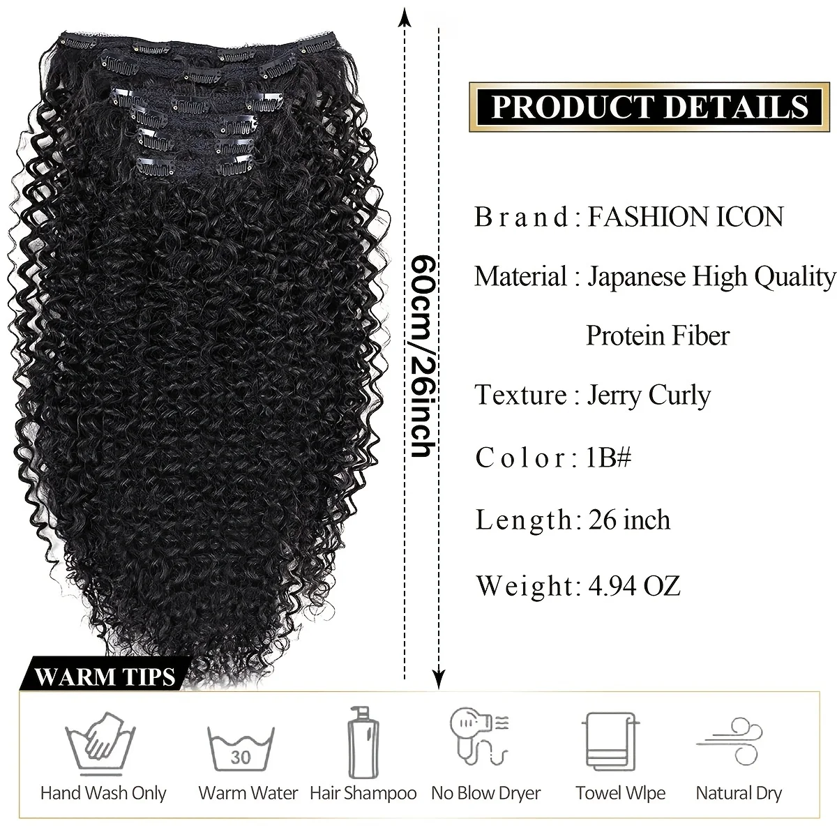Synthetic Kinky Curly 16 Clip In Hair Extensions Full Head Fake Pieces Black Brown Hair Extensions Suitable For Women To Wear
