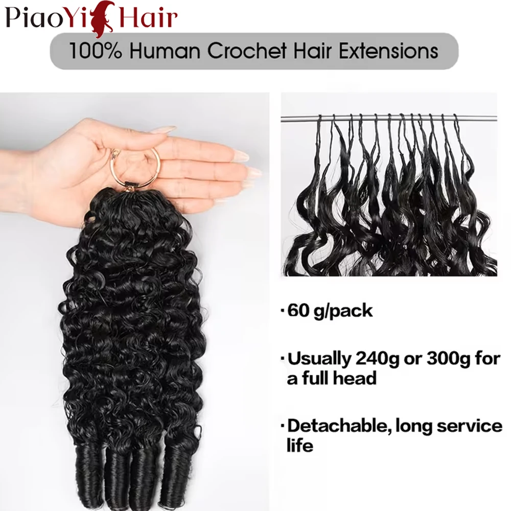 60g Per Bunldes 15A Burmese Curly Crochet Human Hair Brasid Knotless Pre-Separated Feather Human Crochet Hair 100% Human Hair Extensions 14-26 Inch Human Crochet