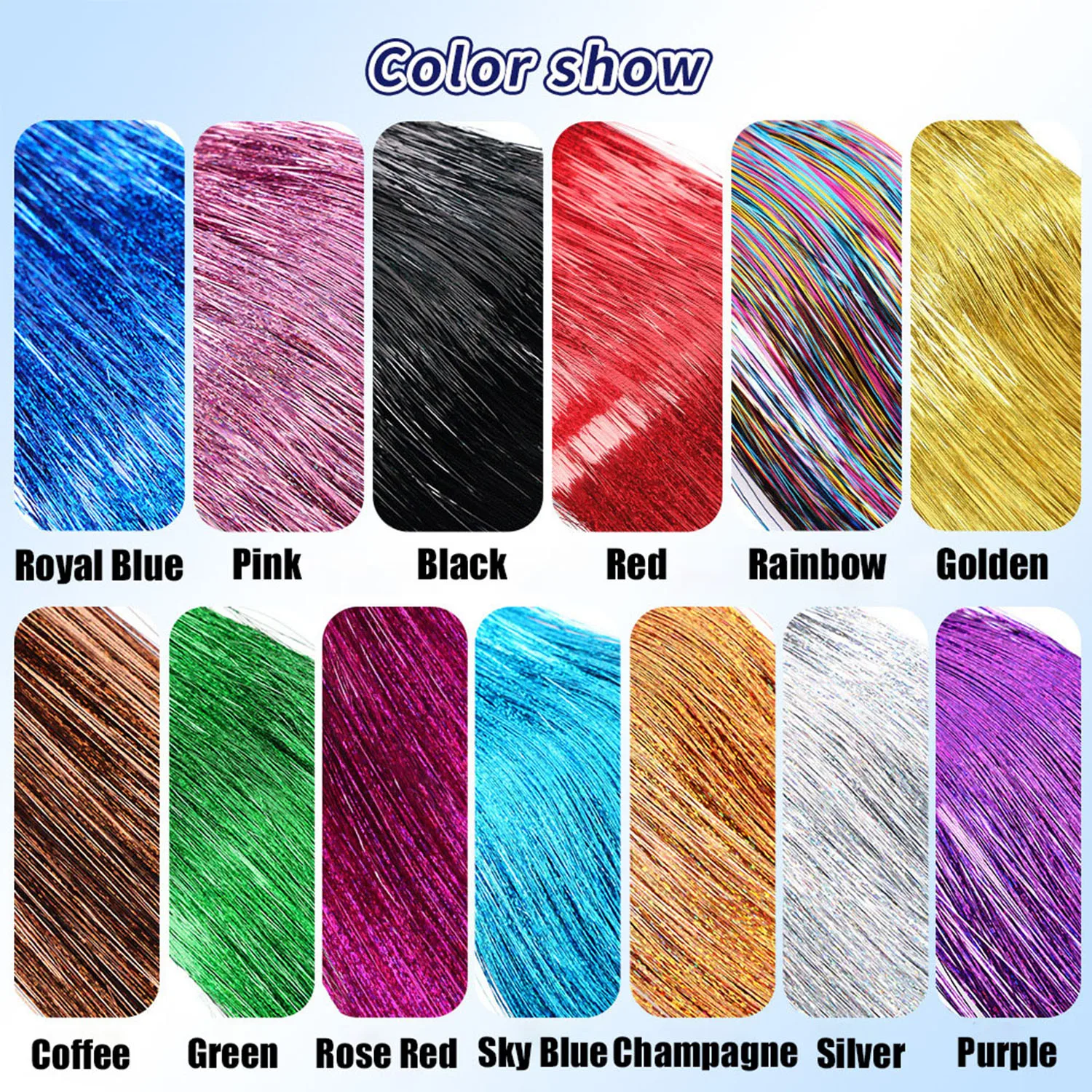50pcs Synthetic I Tip Tinsel Hair Extensions Glitter Tinsel Hair Fairy Hairpieces Party Dazzle Hair Accessories For Women Girls