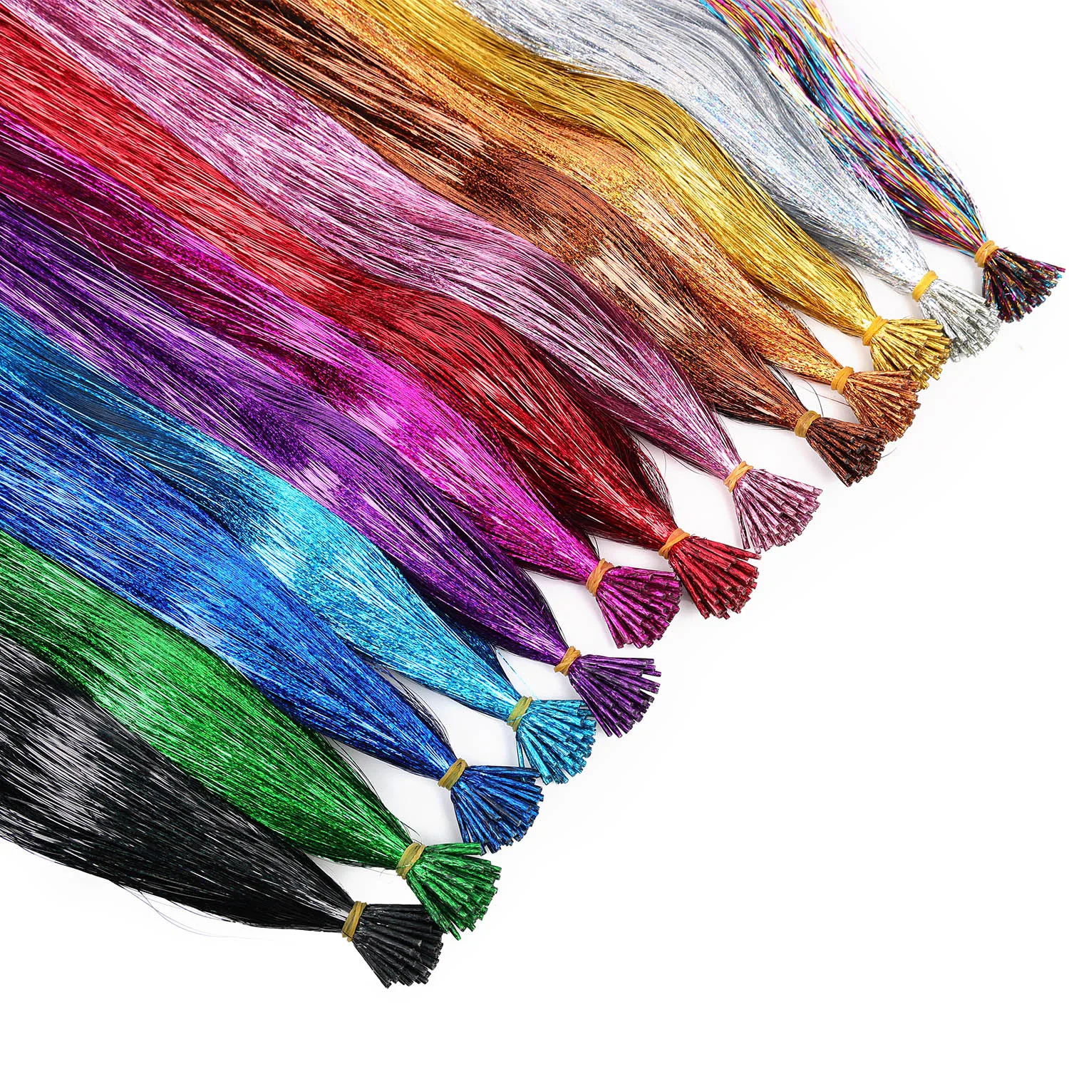 50pcs Synthetic I Tip Tinsel Hair Extensions Glitter Tinsel Hair Fairy Hairpieces Party Dazzle Hair Accessories For Women Girls
