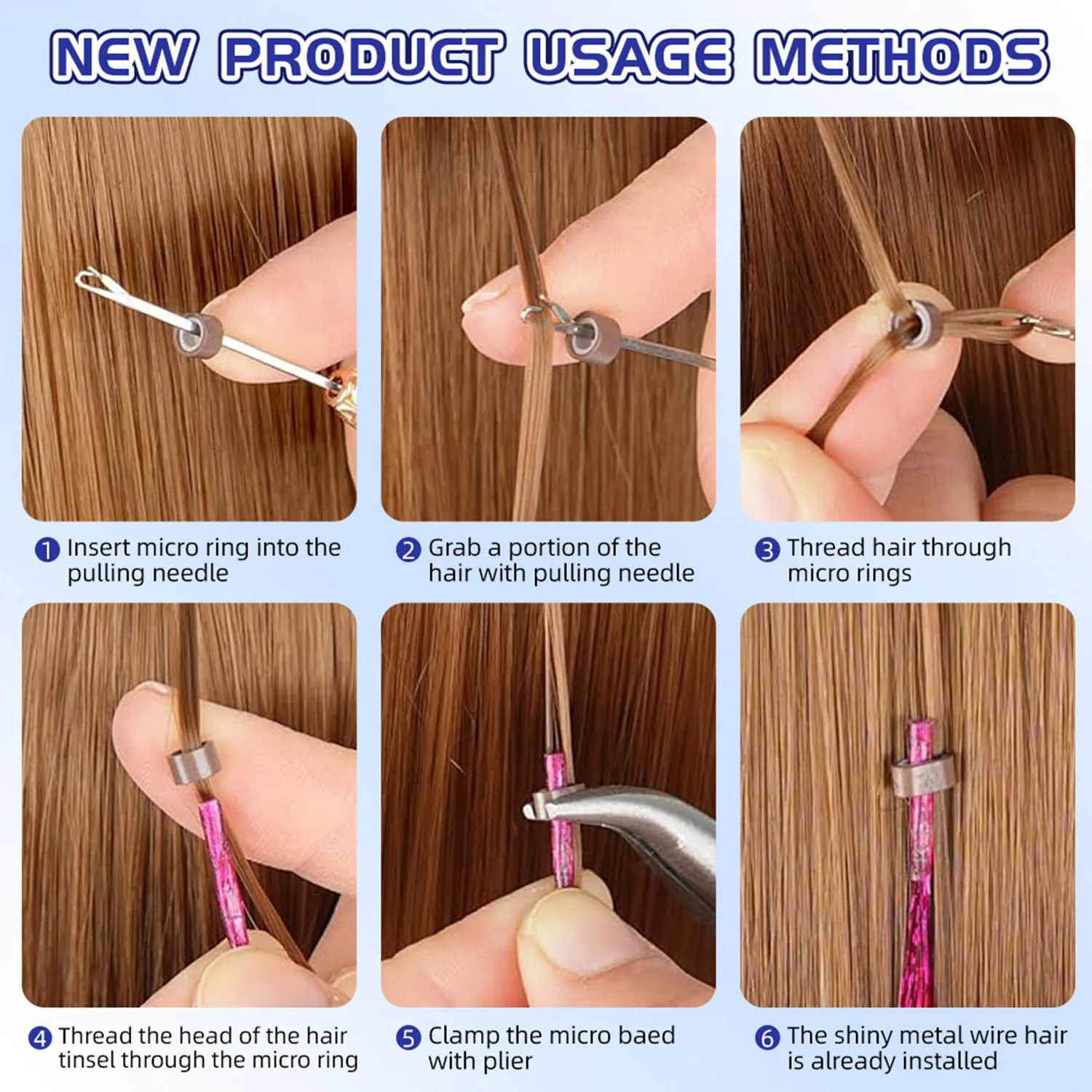 50pcs Synthetic I Tip Tinsel Hair Extensions Glitter Tinsel Hair Fairy Hairpieces Party Dazzle Hair Accessories For Women Girls