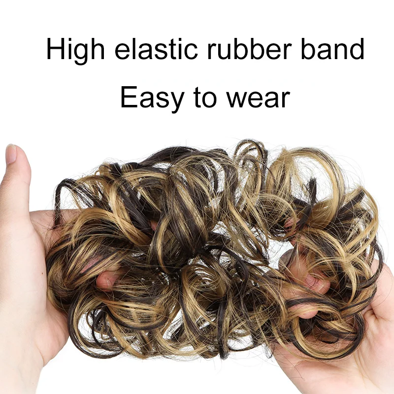 Synthetic Messy Bun Chignon Donut Blonde Brown Color Hair Bun Pad Elastic Hair Rope Rubber Band Hair Extensions for Women