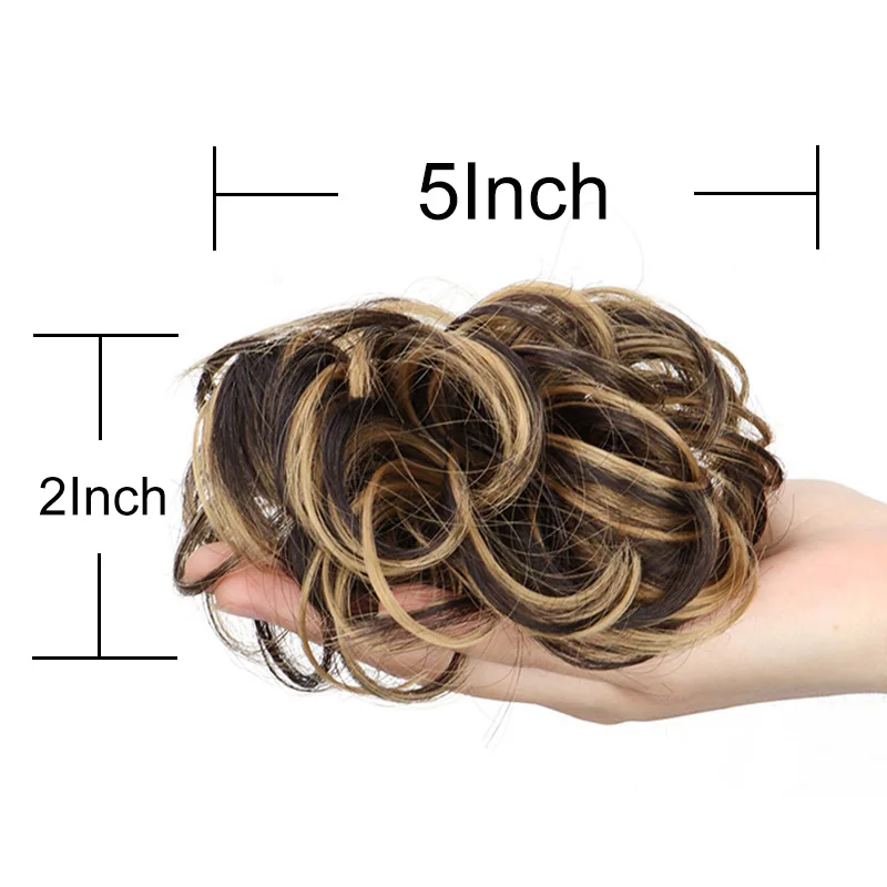 Synthetic Messy Bun Chignon Donut Blonde Brown Color Hair Bun Pad Elastic Hair Rope Rubber Band Hair Extensions for Women