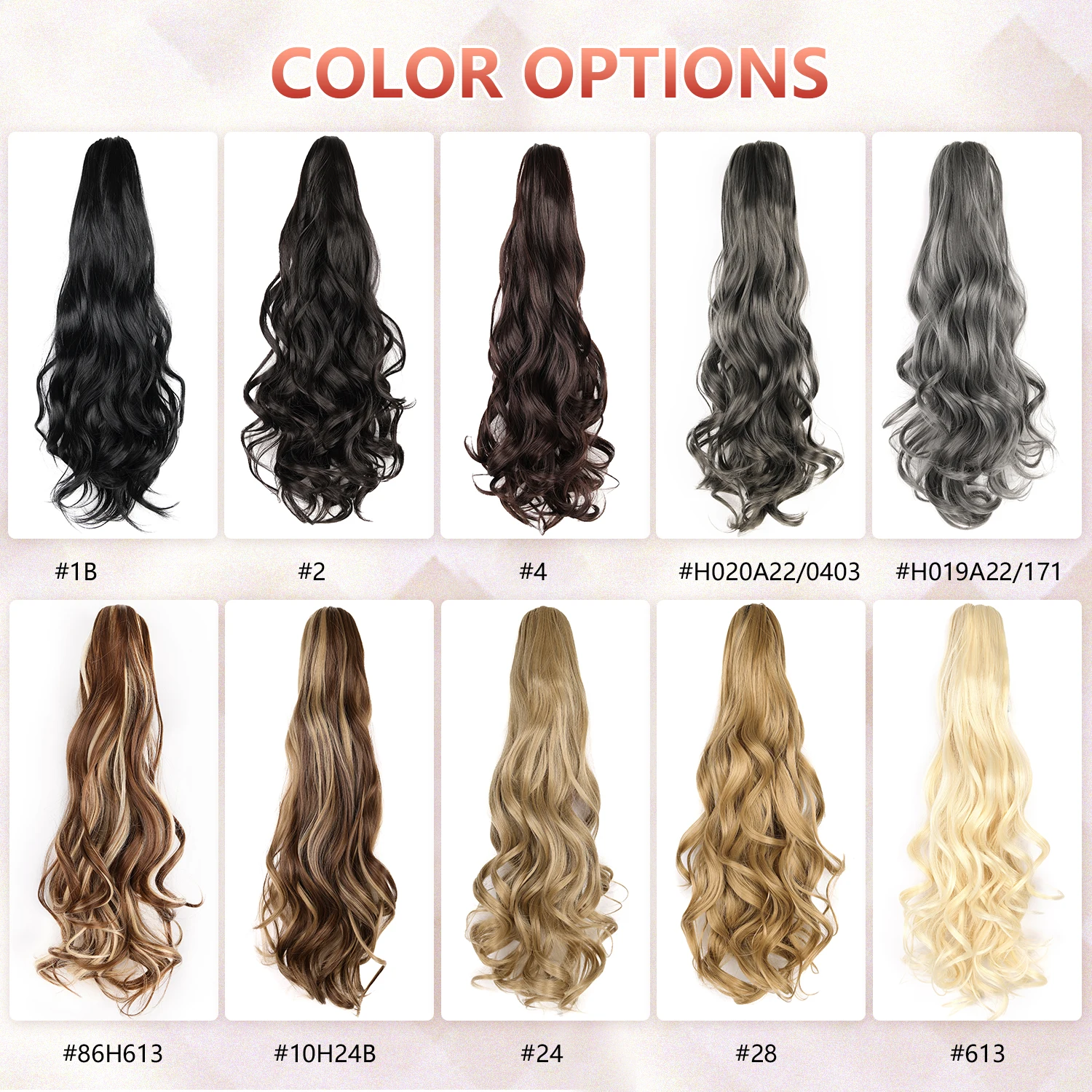 Synthetic Claw Ponytail Extensions 22inch Long Wavy Claw Clip Pony Tail Hairpieces for Women Girls Dairy Party Holiday