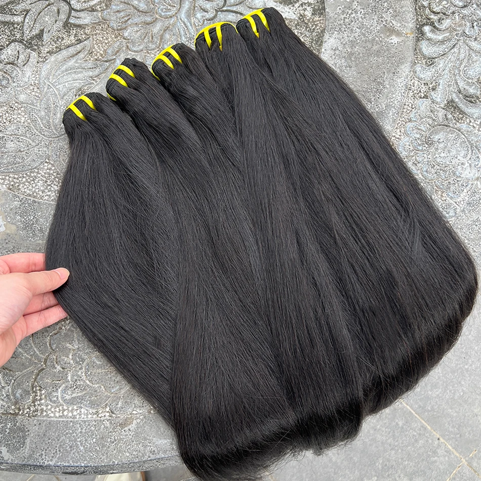 Yaki Straight Bundles 100% Real Human Hair Double Weft Natural Black Color Vietnamese Raw Virgin Human Hair Weaving Extensions