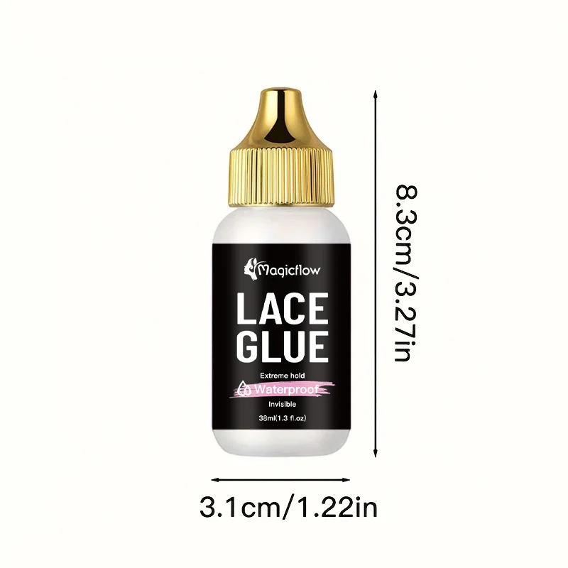 38ml/1.03fl.oz Waterproof Lace Wig Glue - Extremely Hold, Invisible, Quick Dry & Easy Removal - No Odor Hair Adhesive for Wigs