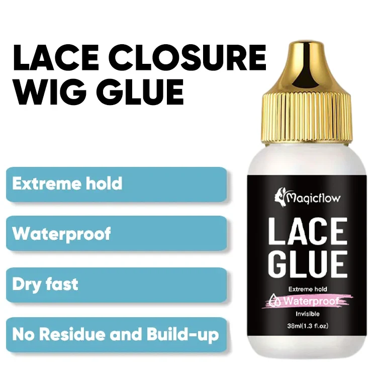 38ml/1.03fl.oz Waterproof Lace Wig Glue - Extremely Hold, Invisible, Quick Dry & Easy Removal - No Odor Hair Adhesive for Wigs