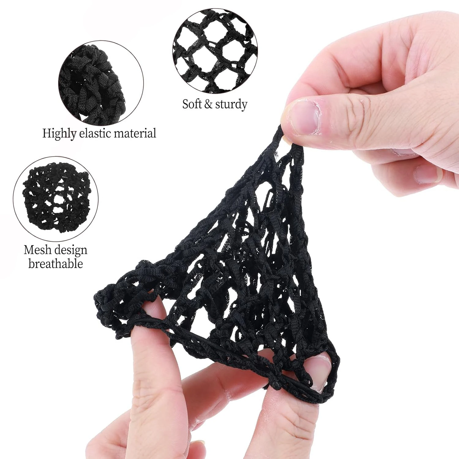 1/3pcs Black Ballet Bun Covers - Invisible, Elastic Knit Hair Nets for Dancers, Skaters & Hairdressing