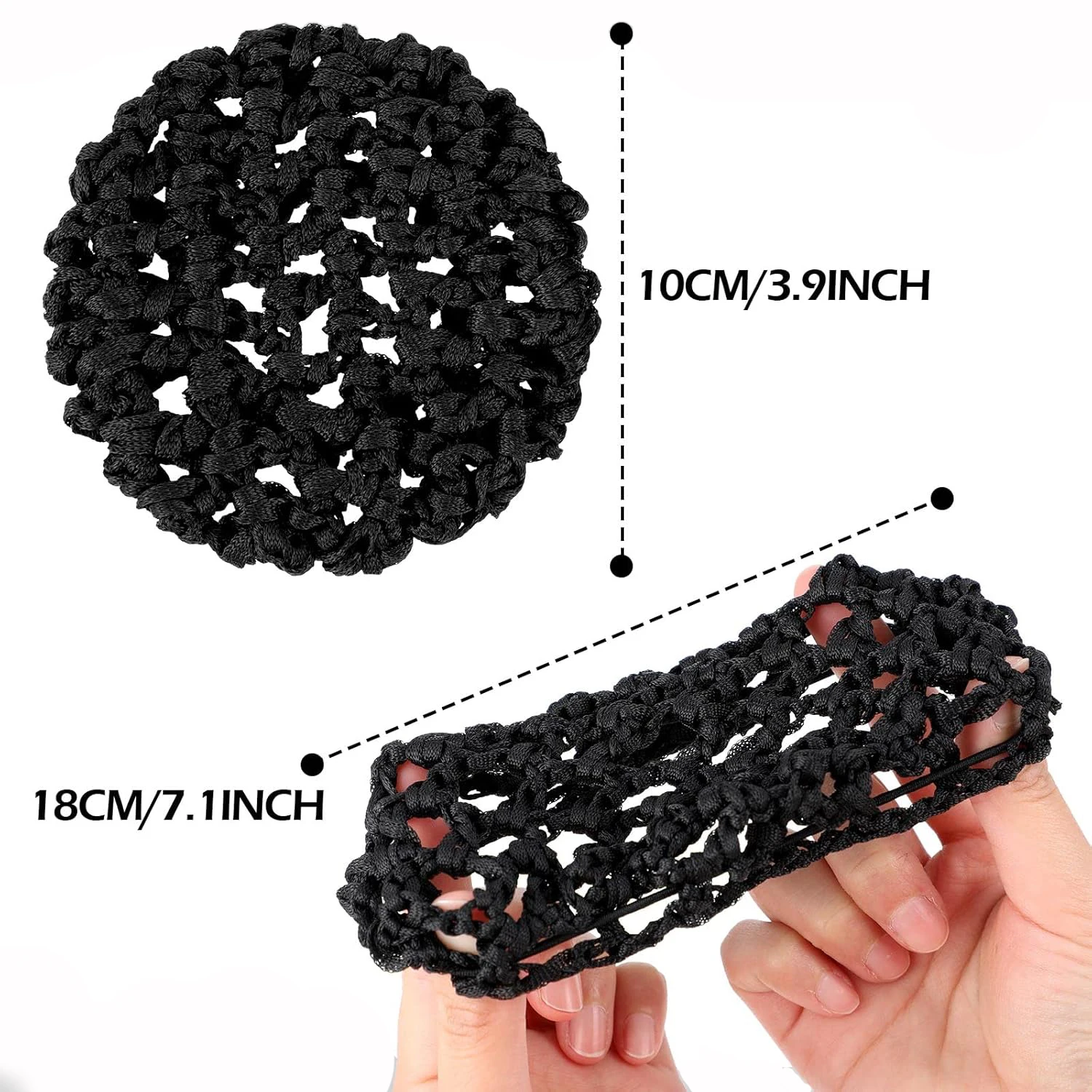 1/3pcs Black Ballet Bun Covers - Invisible, Elastic Knit Hair Nets for Dancers, Skaters & Hairdressing