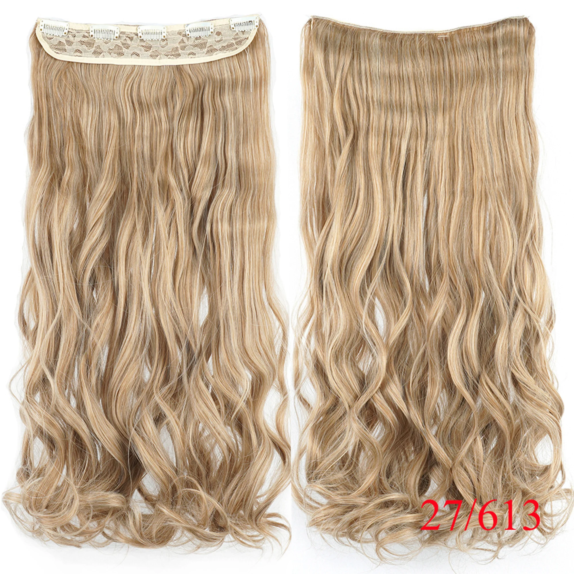 Soowee 24'' 28'' Synthetic Hair Charms Clip In Hair Extensions Dirty Blonde Fake Brown Curly Hair Pieces for Women