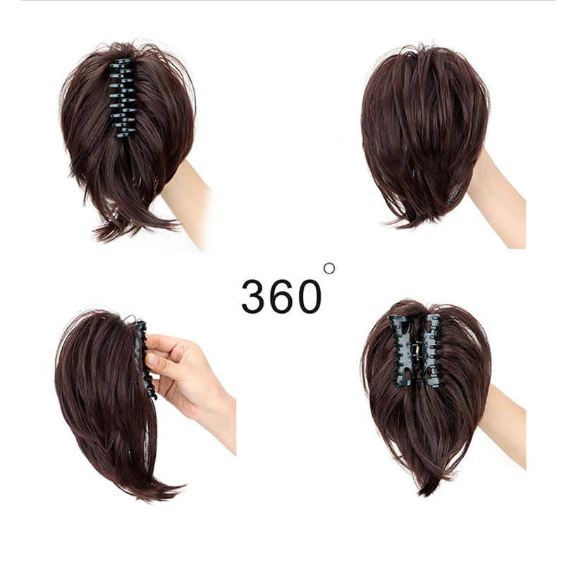 Synthetic Hair Piece Claw Clip in Hair Buns Hair Piece for Women Straight Short High Ponytail Extension Tousled Updo For Girls