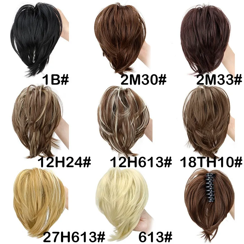 Synthetic Hair Piece Claw Clip in Hair Buns Hair Piece for Women Straight Short High Ponytail Extension Tousled Updo For Girls