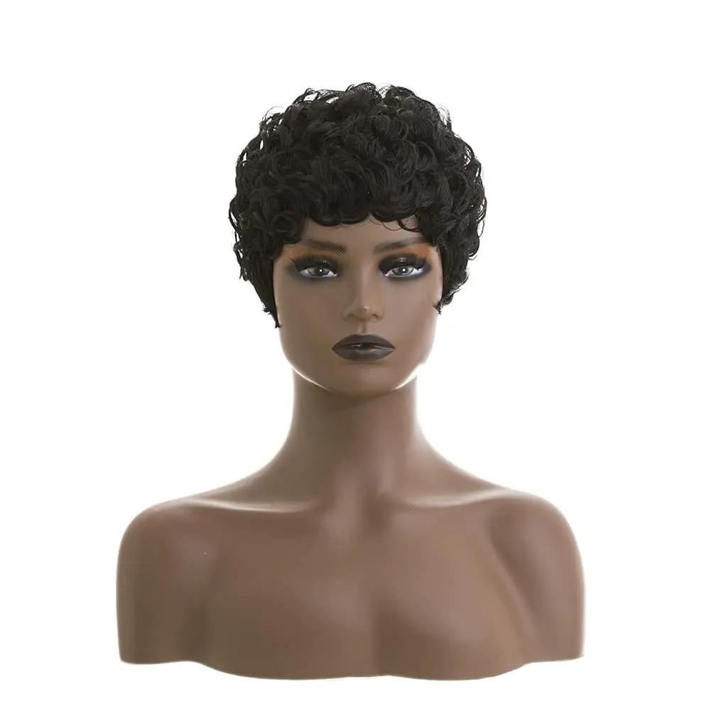 Short Pixie Cut Wigs for Black Women Synthetic Hair Afro Pixie Wig Black Color Short Wigs for Black Women Short Curly