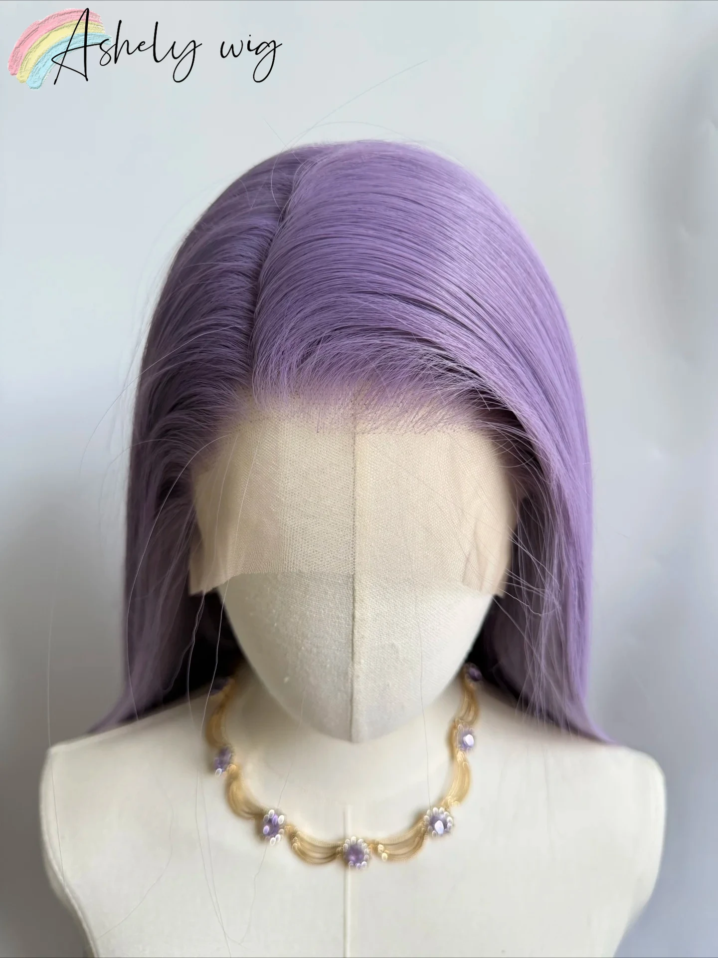 Ashely Light Purple Wig Special Grey-purple Lace Front Wigs 13*4 24inch Long Straight Synthetic Lace Wigs for Cosplay Party