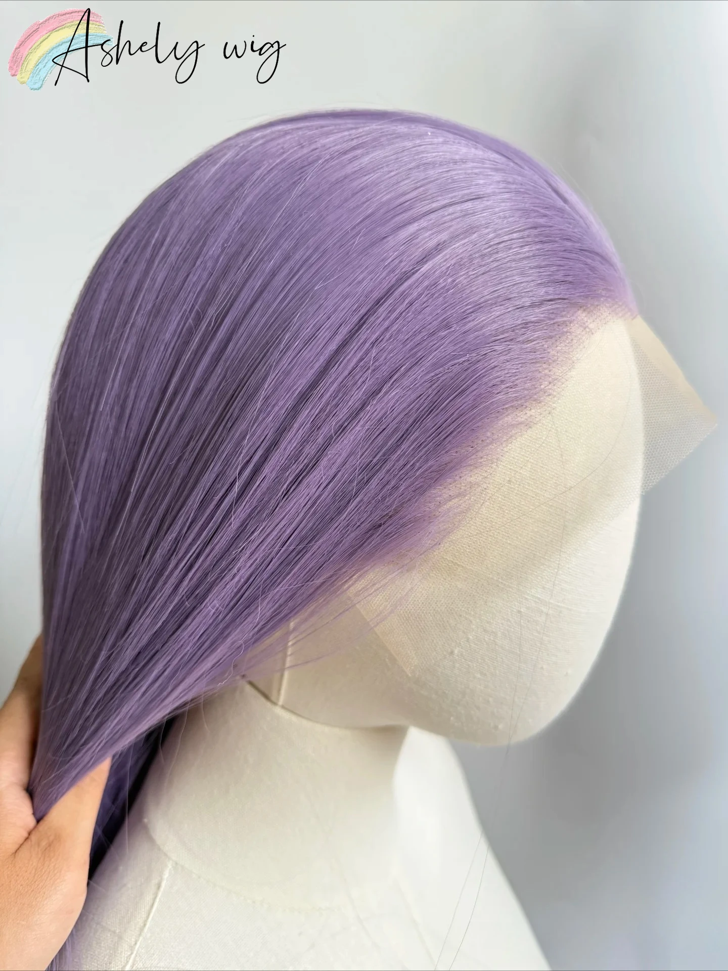 Ashely Light Purple Wig Special Grey-purple Lace Front Wigs 13*4 24inch Long Straight Synthetic Lace Wigs for Cosplay Party