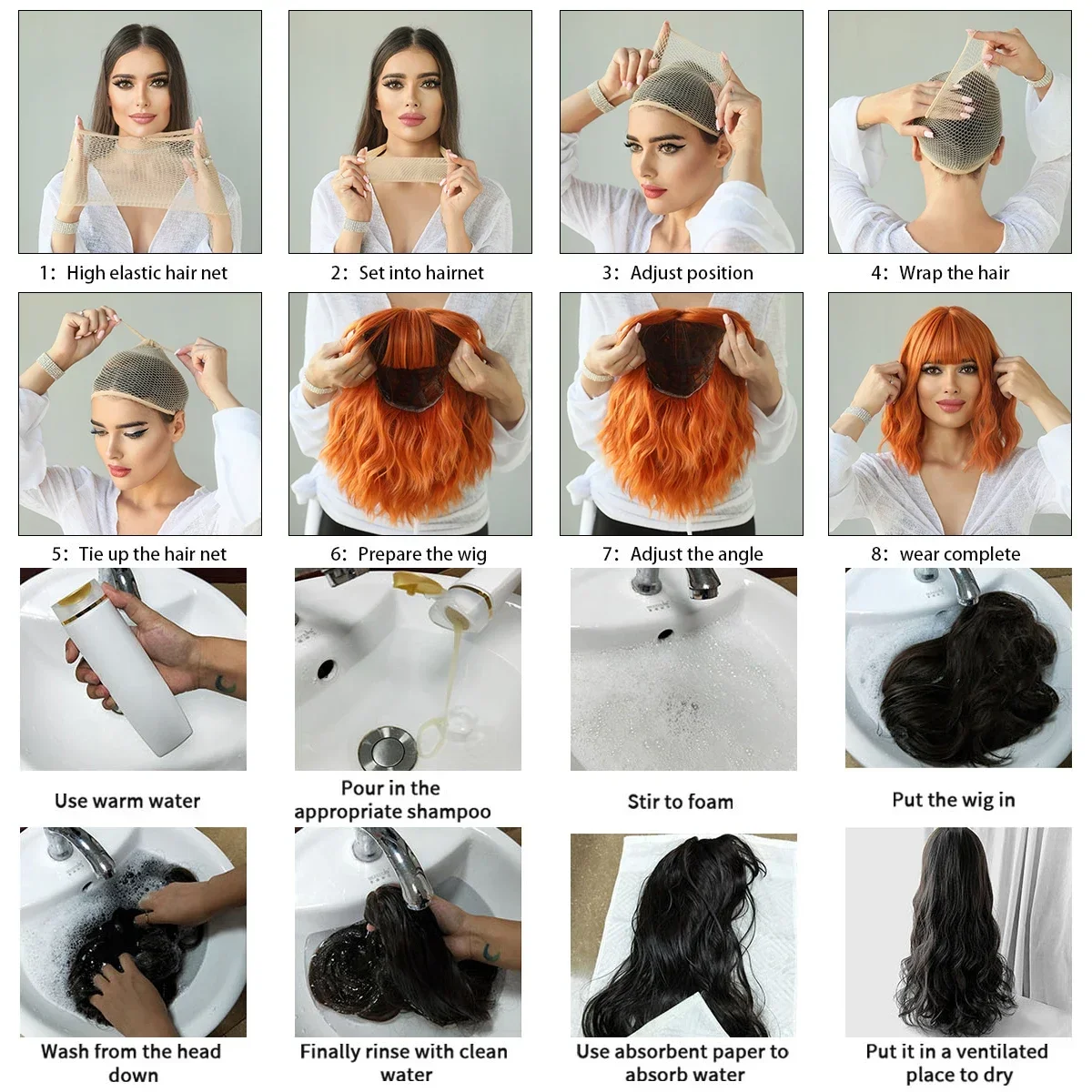 7JHH WIGS Layered Blonde Wig for Women High Density Synthetic Loose Straight Hair Wigs with Neat Bangs Beginner Friendly