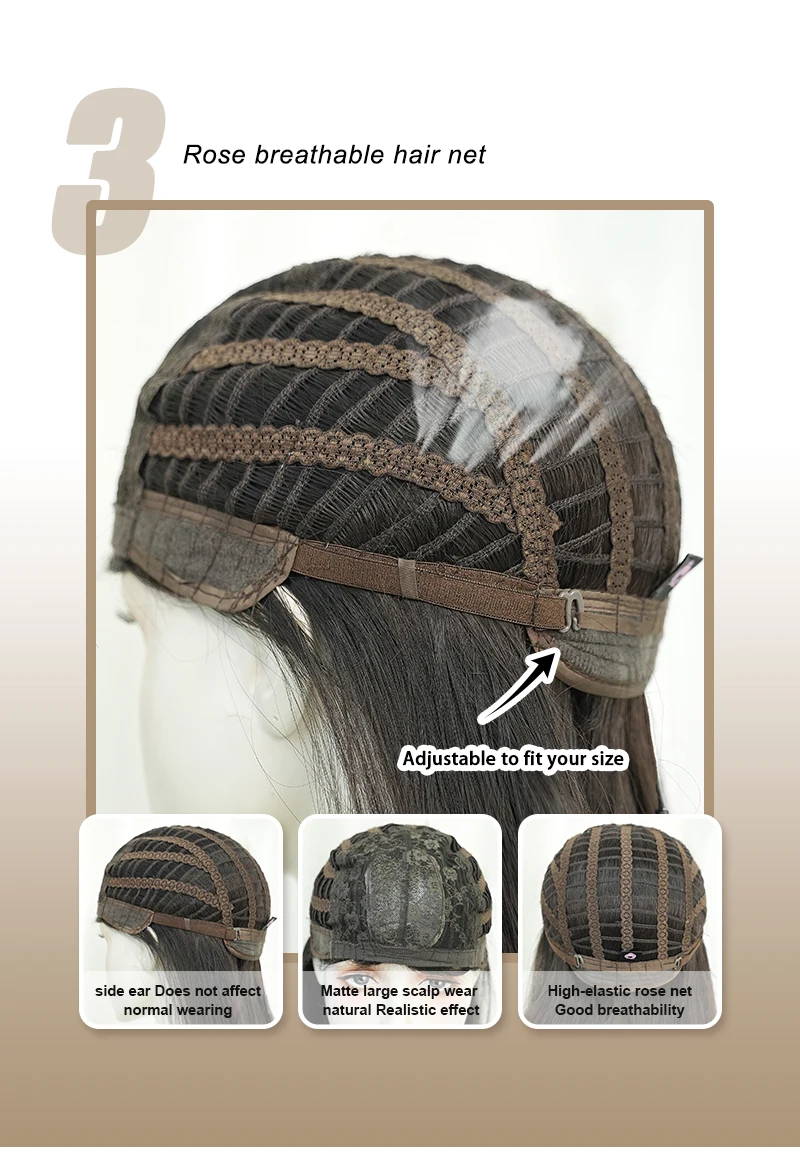 7JHH WIGS Layered Blonde Wig for Women High Density Synthetic Loose Straight Hair Wigs with Neat Bangs Beginner Friendly