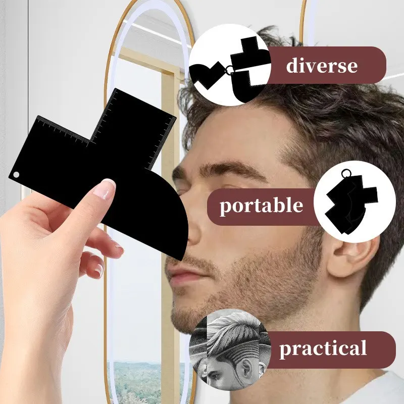 Reusable Color Enhancement Barber Card Easy to Clean with Measurement Indicators Beard Line Up Tool Black Hairline Maker