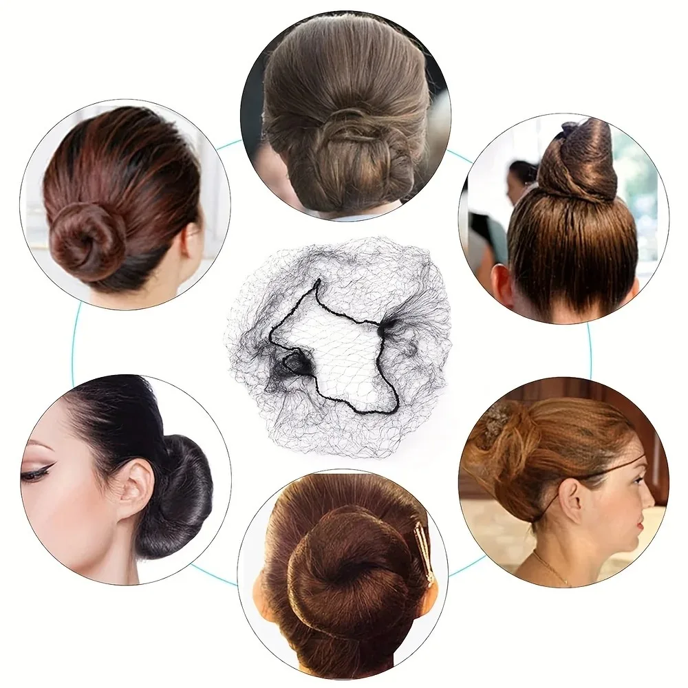 20/60/100Pcs DurableNylon HairNet For Bun Hair Hair style Tool Black BlondeBrown 5Mm Hair Net For Wigs Mesh Hair StylingHairnets