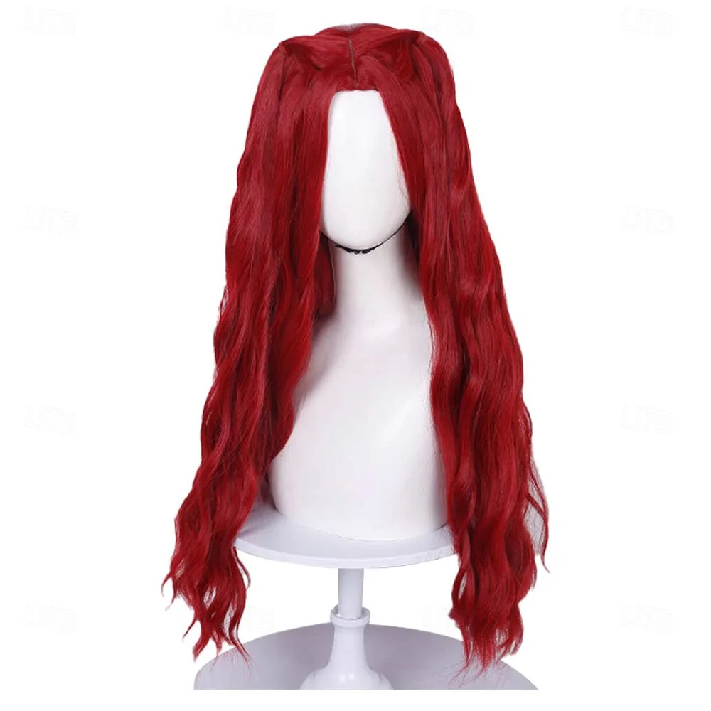 Synthetic Hair Fantasy Villain Heir Rebel Princess Descendants Wicked Wonderland Braided Long Wavy Cosplay Wig for Halloween