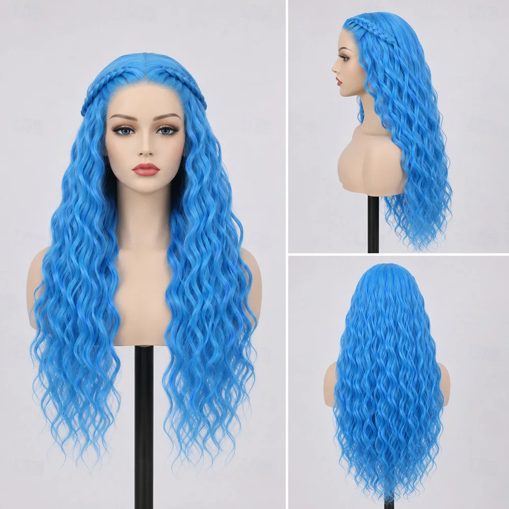 Synthetic Hair Fantasy Villain Heir Rebel Princess Descendants Wicked Wonderland Braided Long Wavy Cosplay Wig for Halloween