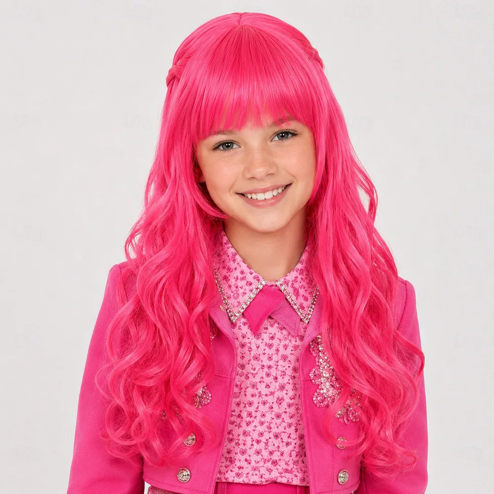 Synthetic Hair Fantasy Villain Heir Rebel Princess Descendants Wicked Wonderland Braided Long Wavy Cosplay Wig for Halloween