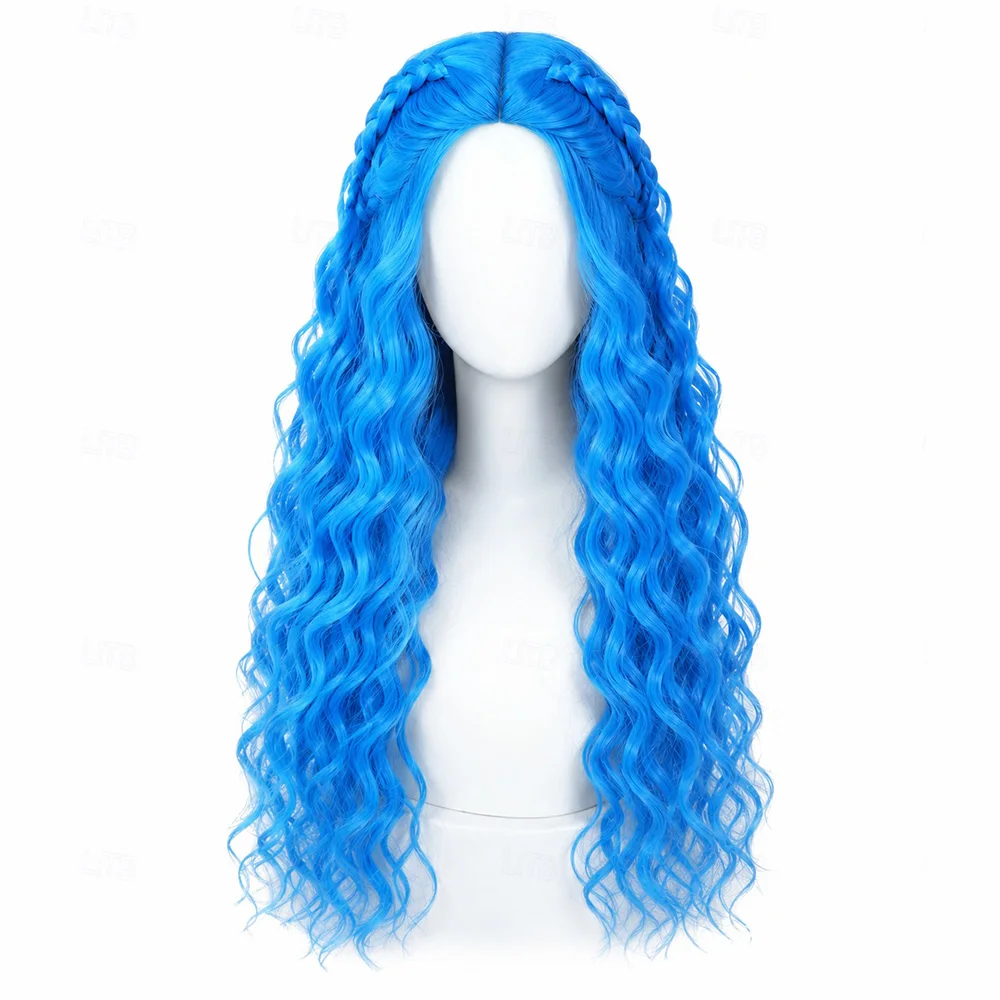 Synthetic Hair Fantasy Villain Heir Rebel Princess Descendants Wicked Wonderland Braided Long Wavy Cosplay Wig for Halloween