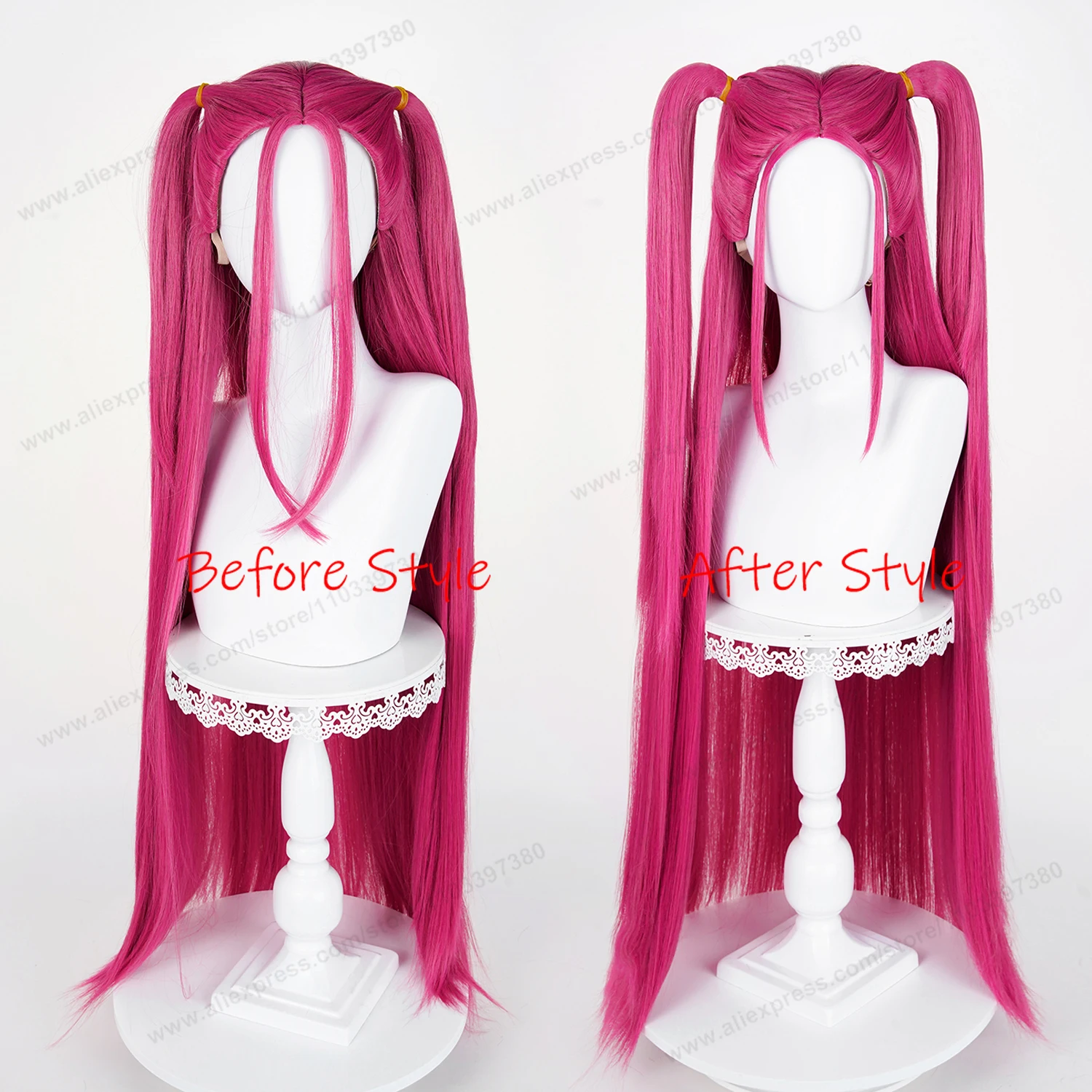 Mira Cosplay Synthetic Wig 90cm Long Rose Red Woman Hair Anime Heat Resistant Wigs