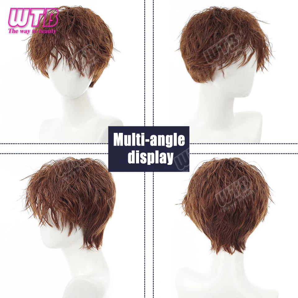 Short Synthetic Wig Unisex Multi-Color Short Curly Wig Adds Hair Volume Changes Hairstyle Suitable for Daily Wear and Holidays