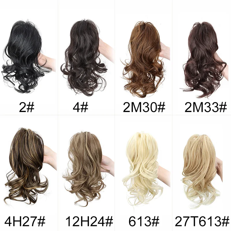 Synthetic Short Wavy Curly Ponytail Clip-in Hair Extension Heat Resistant Hair Ponytail Grab Clips for Women Daily Use