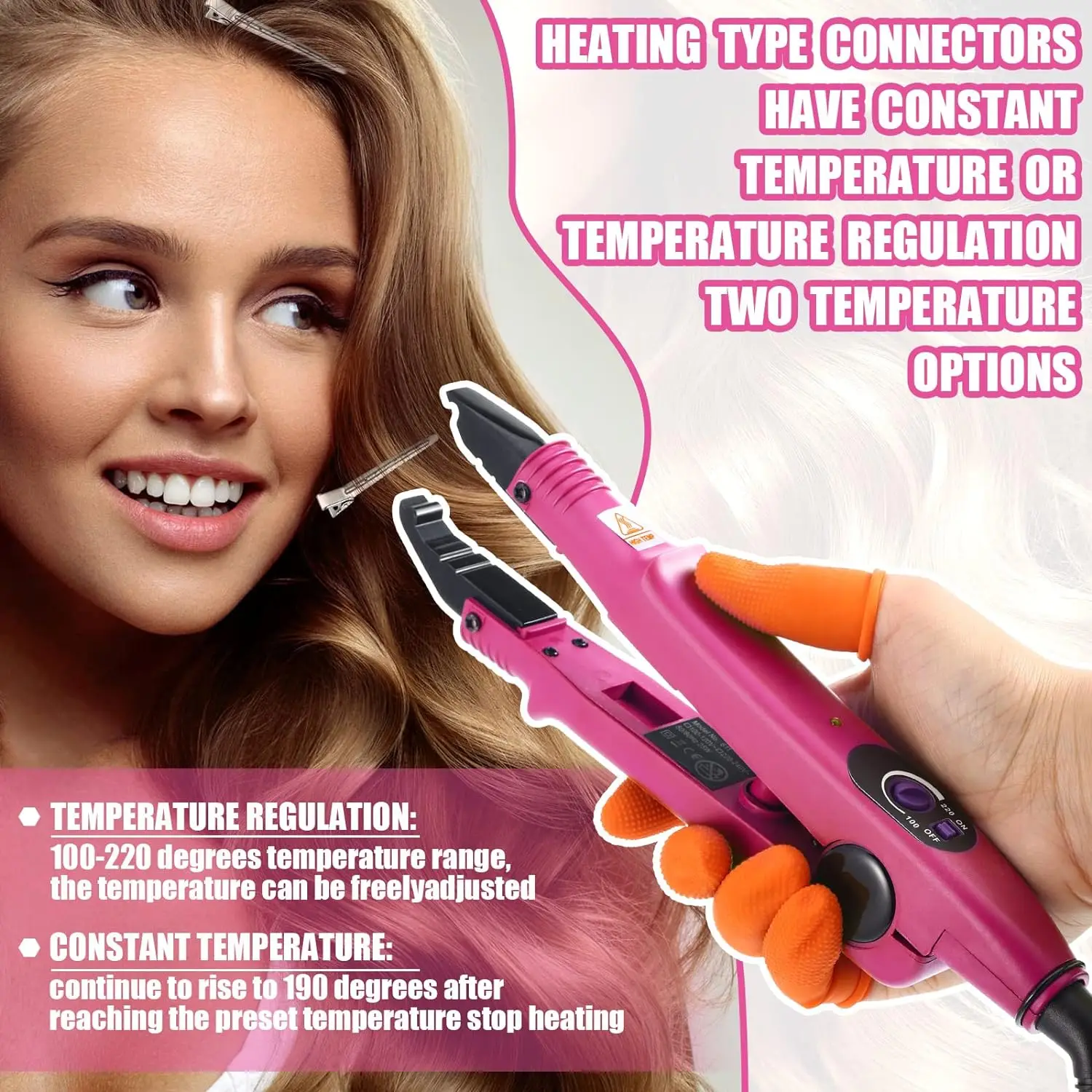 Professional Hair Extension Tool Hair Connector Fusion Heat Iron Connector Adjustable Temperature  Melting Tool UK/US/EU Plug