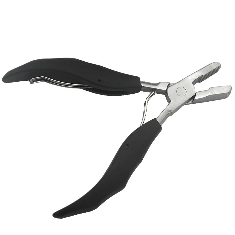 1Pc Black Flat Shape Plier with Small Grooves Pre-Bonded Hair Extension Clamp