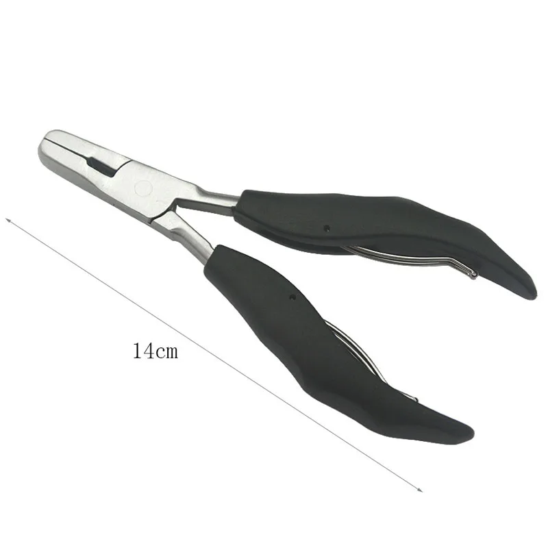 1Pc Black Flat Shape Plier with Small Grooves Pre-Bonded Hair Extension Clamp
