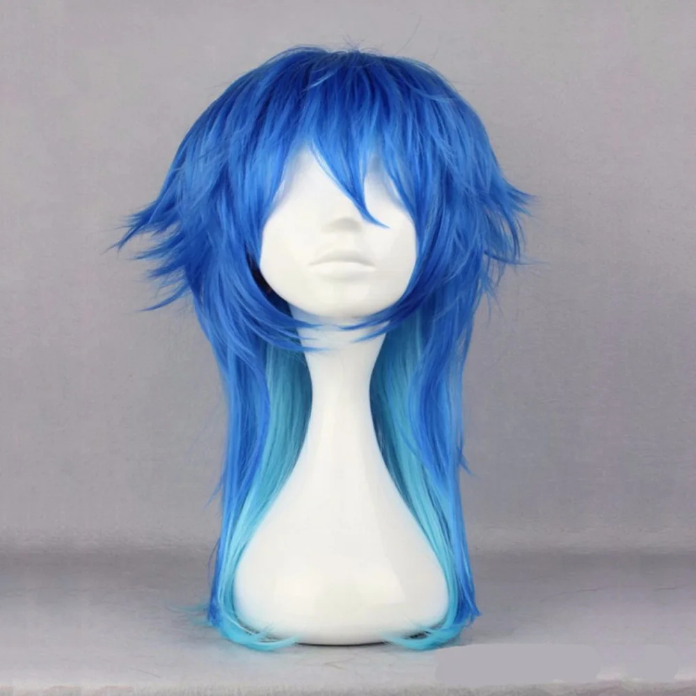 Dramatical Murder DMMD Seragaki Aoba Cosplay Costume Party Wig Two Tone Blue Ombre Synthetic Hair