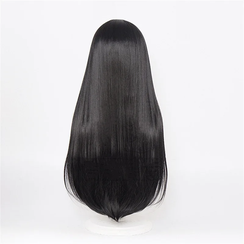 Cartoon Character Cosplay Hair Extensions Synthetic Wigs Natural Breathable Head Cover Black Long Straight Wig Hat for Women