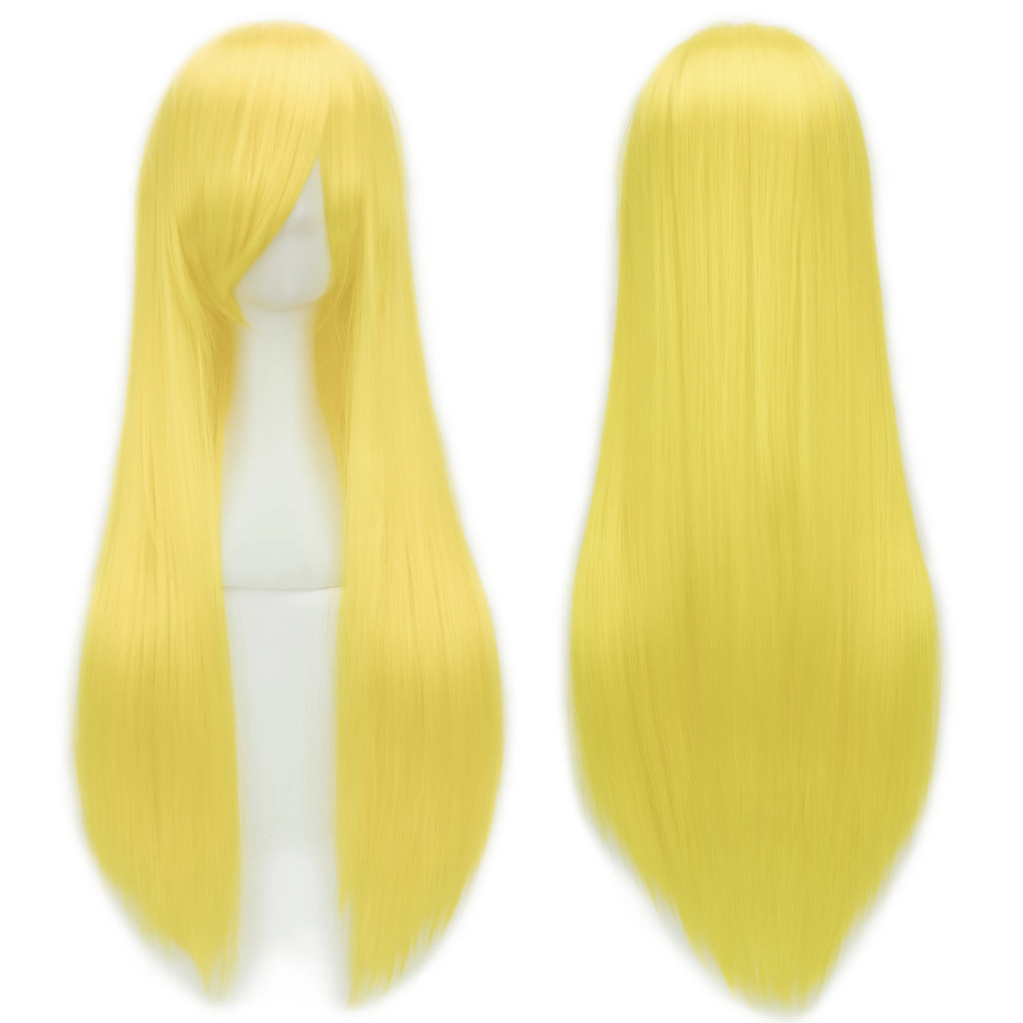 Soowee 80cm Long Synthetic Hair White Purple Cosplay Wigs Party Black Hair Straight Wig Hairpiece for Women