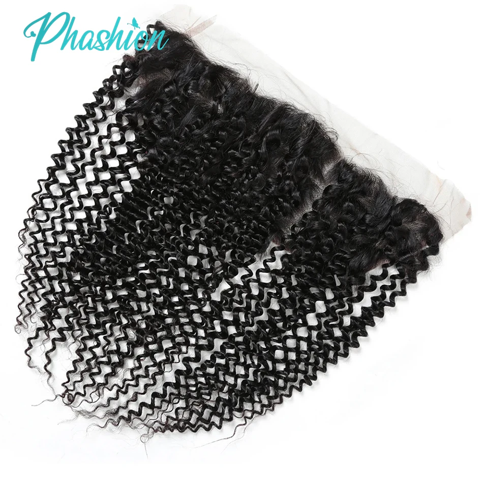 Phashion Kinky Curly Ear To Ear 13x4 Lace Frontal Transparent Swiss 4x4 Closure Pre Plucked Brazilian Remy Human Hair On Sale
