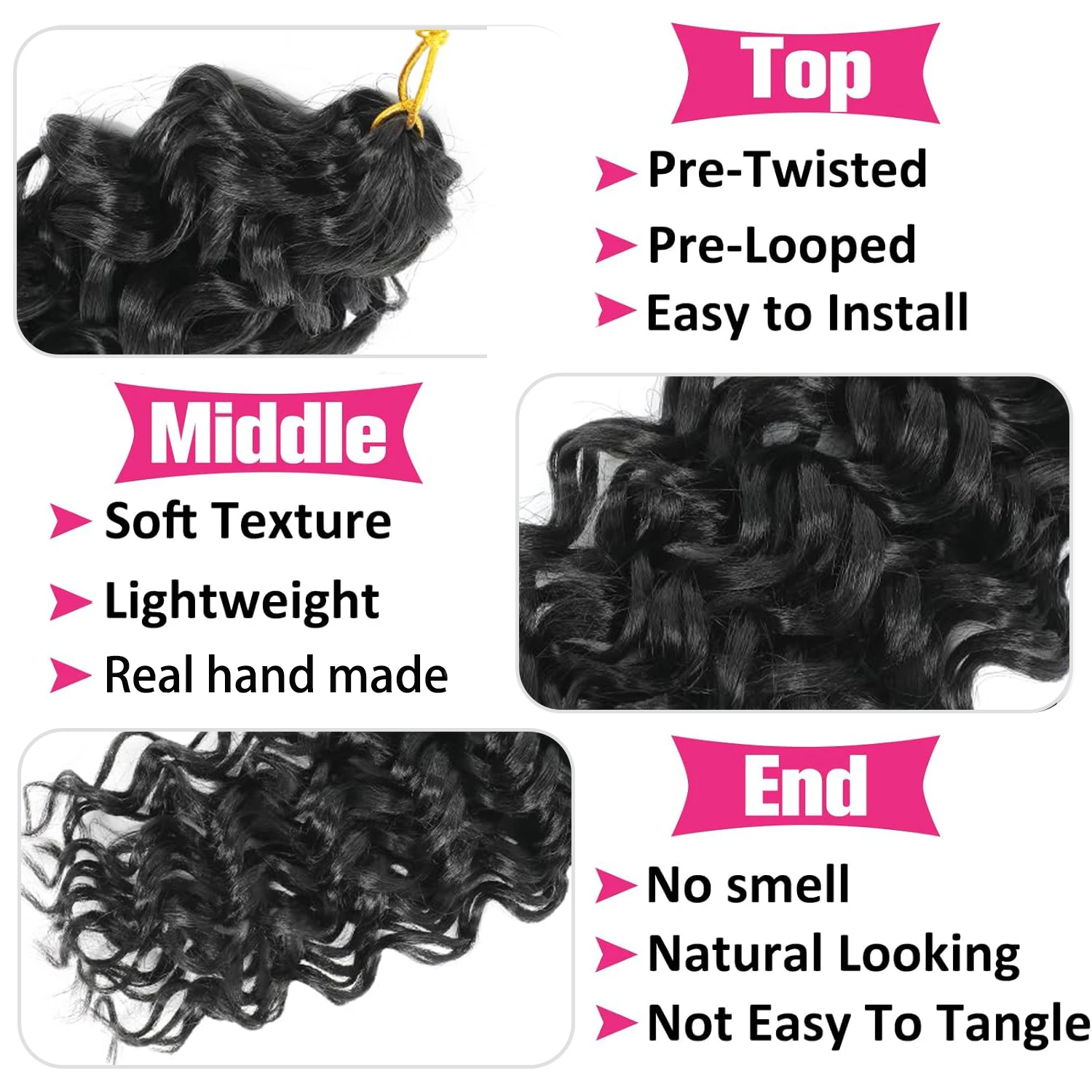 10/14/18/22 inch Natural GoGo Curl Crochet Hair , Natural Black Color Beach Curls Crochet Hair,st Water Wave Go Go Synthetic