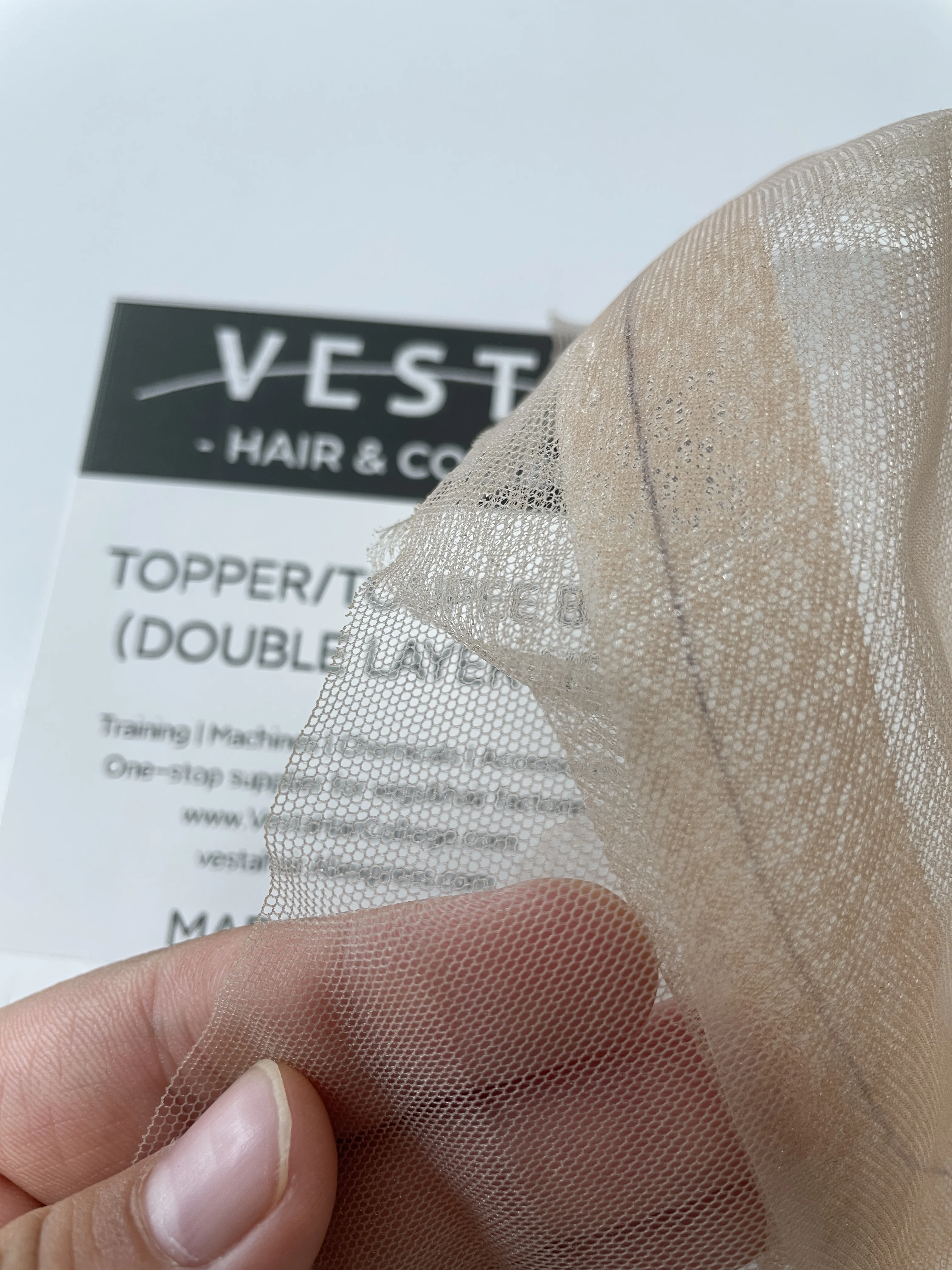 Double Layers Pu Skin Lace Net Base Material for Toupee Topper Wigs Making