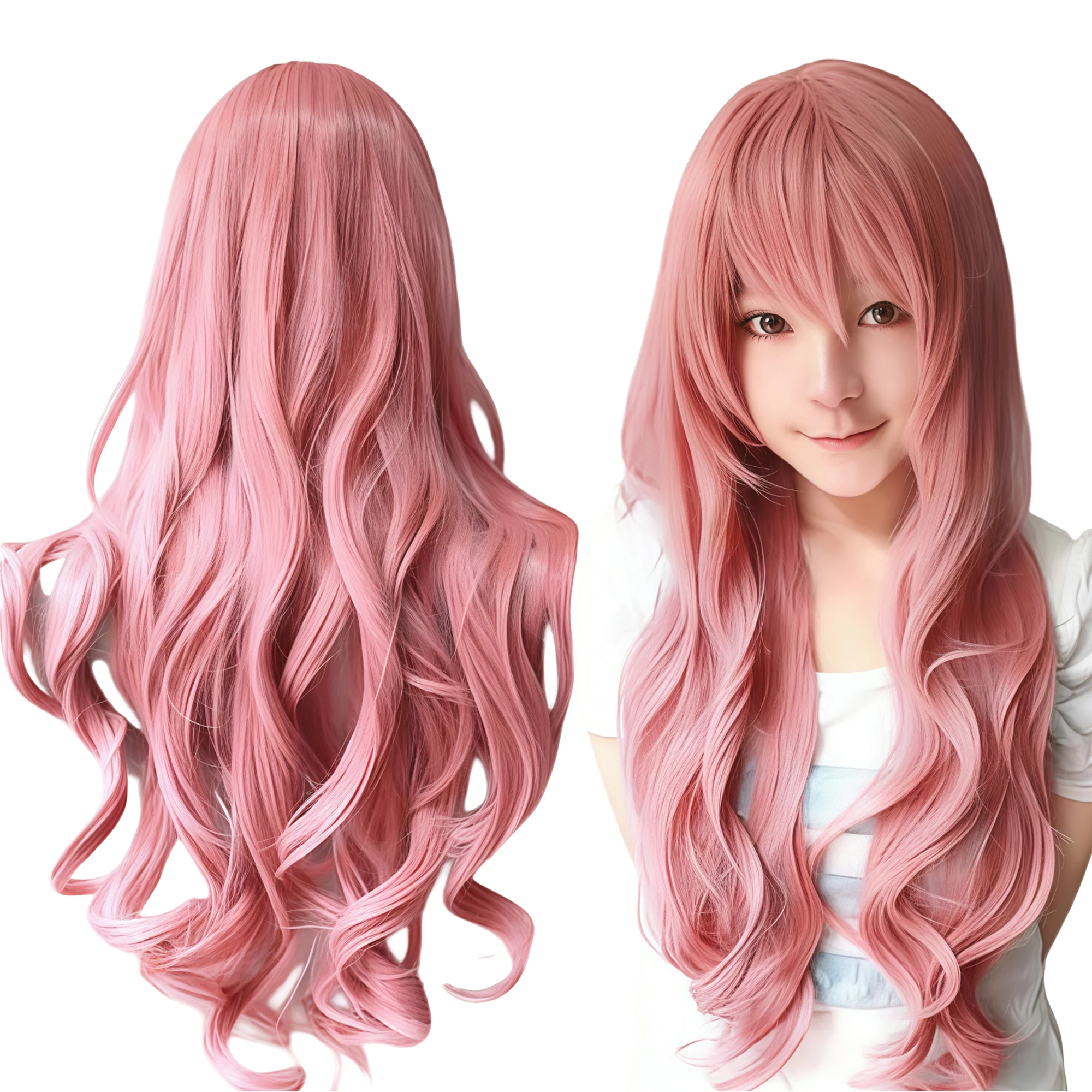 Synthetic Hair Hot Pink Cosplay Wig Morgiana Lolita Hair Curly Anime Rose Itsuki Nakano Wigs Halloween Costume Wig